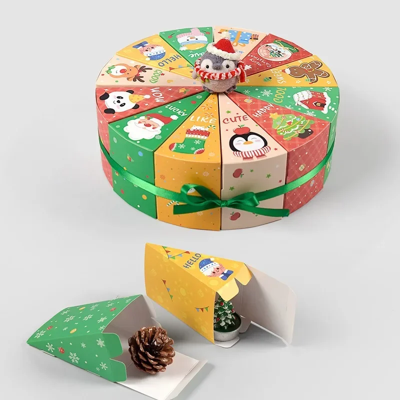 12pcs Merry Christmas Candy Box Cake Shape