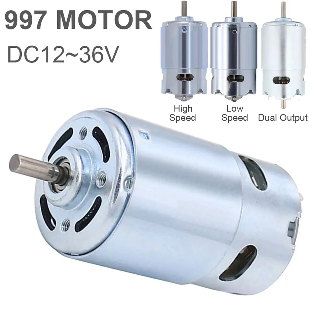 997 DC Motor 12V-36V 3000-18000RPM Large Torque Micro Motor Double Ball Bearing for DIY Power Tools Toys Drill Saw Grinder Lathe