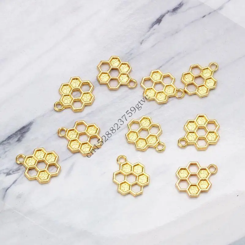 

D0uf 10x Gold Honeycomb Подвесная подвеска Open Bezel Установка ультрафиолетовой рамки для ремесла DIY