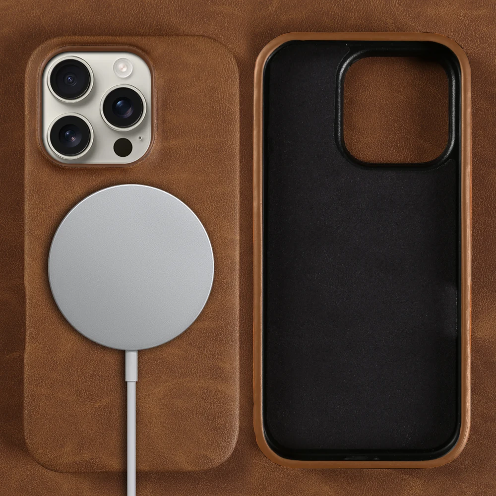 

For Magsafe Premium Leather Case For iphone 16 Pro Max Air 17e 16e 12 13 Mini 14 15 17 Pro Max Phone Case Magnetic Back Cover