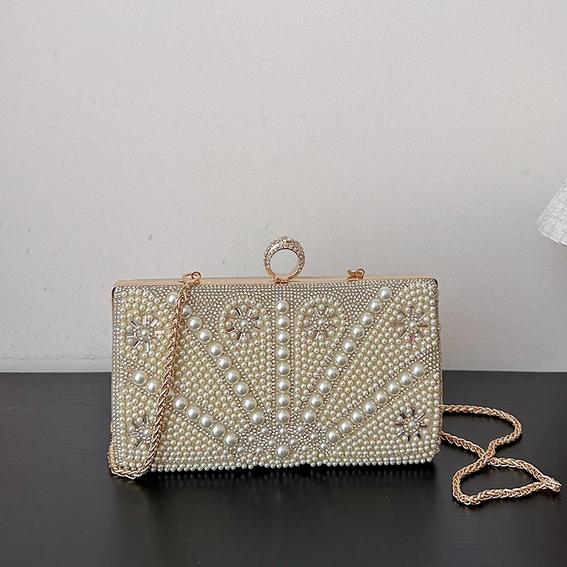 2025 Fashionable New Beading Frame Shoulder & Crossbody Bags Shining Diamonds Hot Trendy Exquisite Pattern Handbags for Women