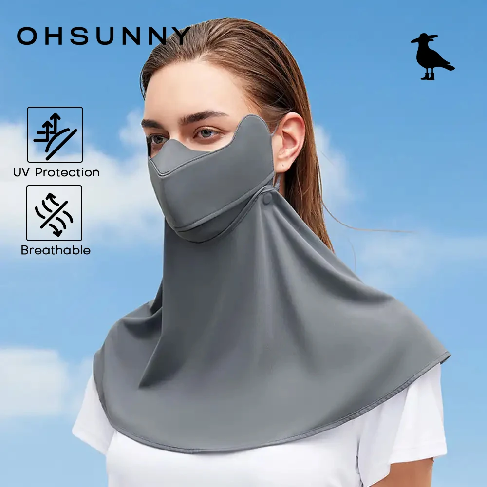 

OHSUNNY Маска для лица для велоспорта и пеших прогулок со съемной накидкой на шею, защита от солнца, летняя, для активного отдыха, UPF 50+, УФ-защита и уход за кожей