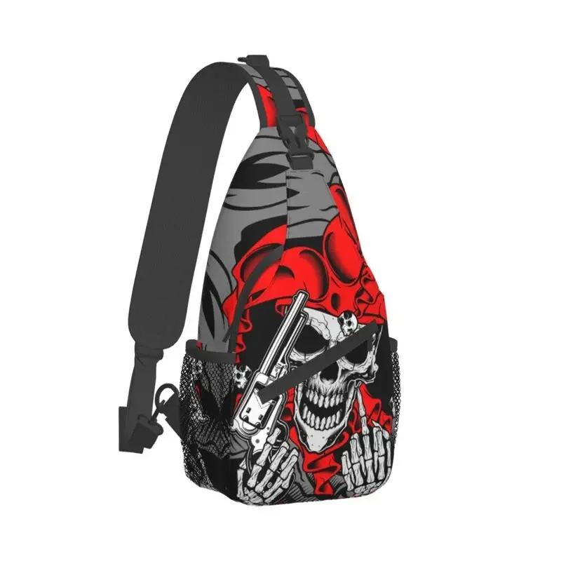 Fashion Funny joker Skull Gun Sling Crossbody zaino uomo Gothic Skeleton Shoulder Chest Bags for Travel Cycling