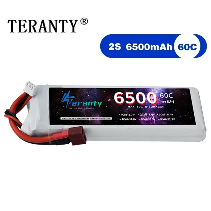Upgraded 7.4V 6500mAh LiPo Strong Power Output Battery for RC Hobbyists FPV High‑Speed Cars RC Boats Model Helicopters 60C