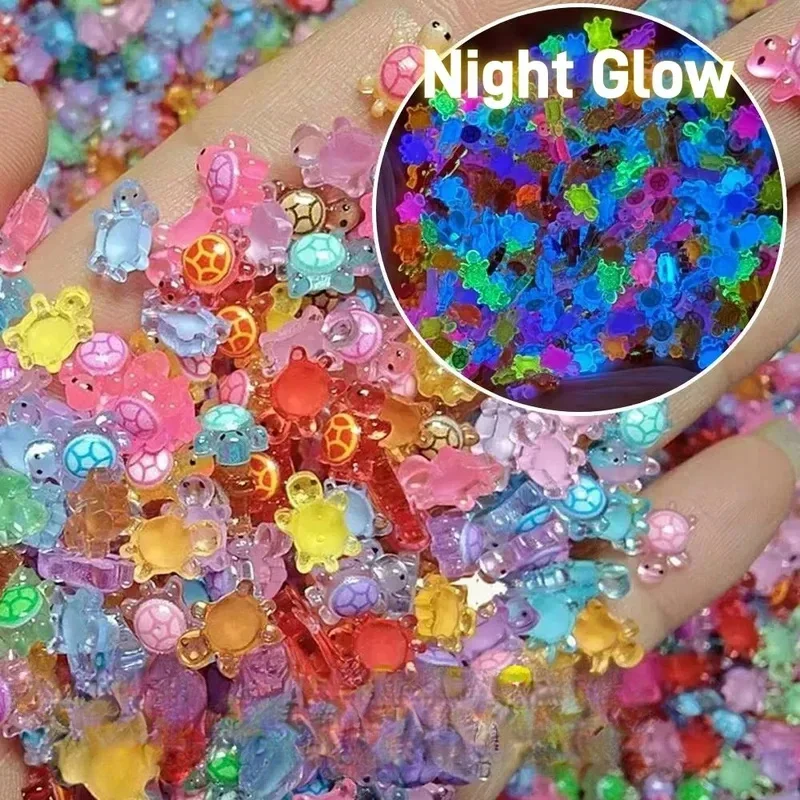 50/100 Pcs Cute Mini Luminous Turtle Ornaments Glowing in The Dark Miniatures Turtle Micro Landscape Home Decor Gift image 4