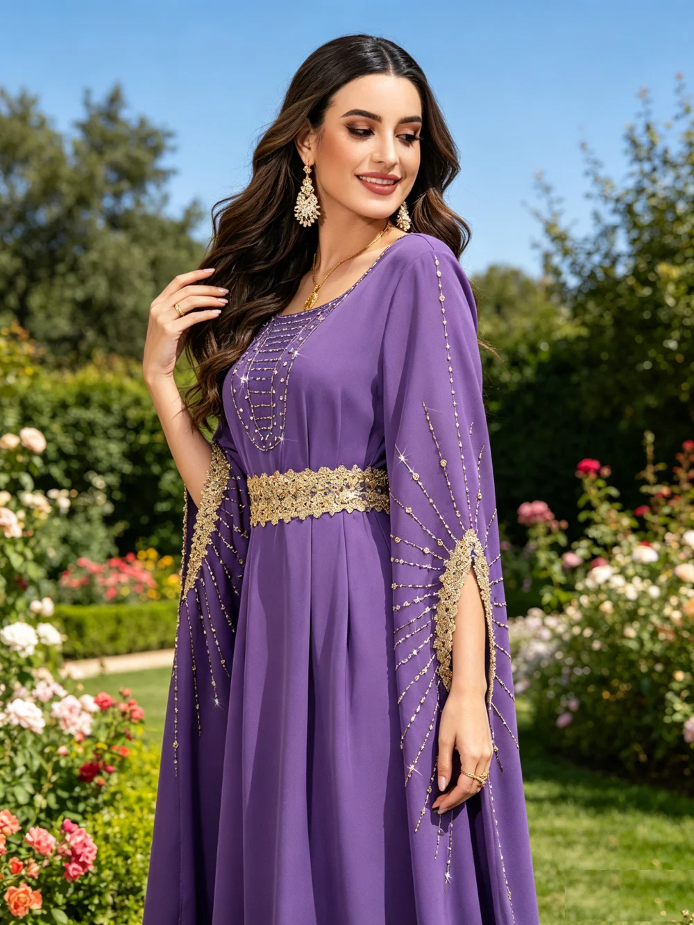 

Dubai Abaya With Diamond Dress Kaftan Muslim Women Arabic Robe Islamic Clothing Morocco Femme Musulmane Fashion Abayas Turkey
