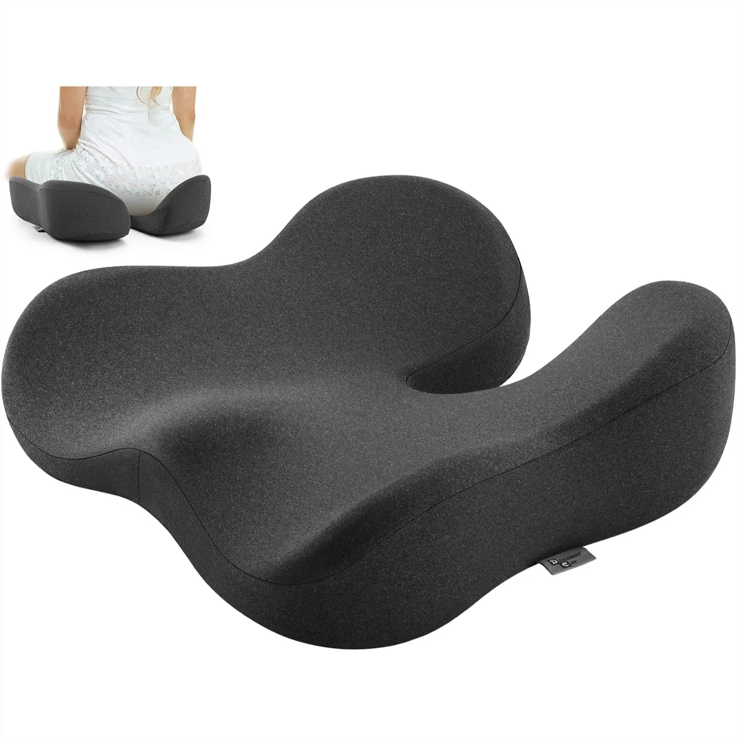 

Seat Cushion for Tailbone & Sciatica Pain Relief, Tapered Front Edge, Wide Memory Foam for Office Chair Car Wheelchair (Gray)