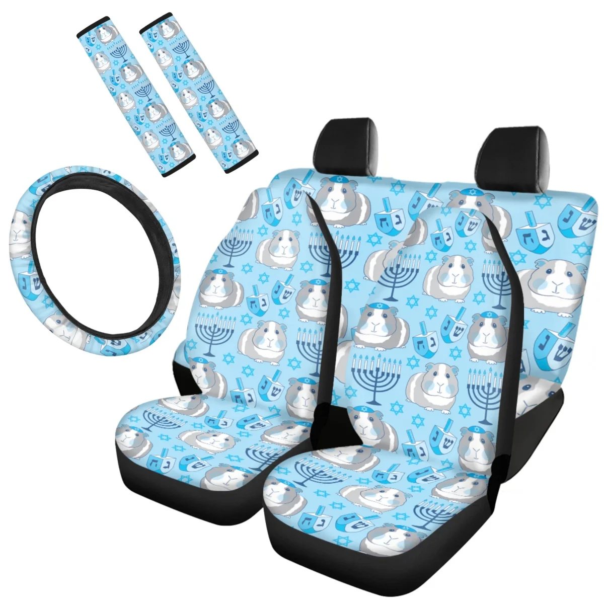 

Car Accessories Cute Hamster Pattern Auto Front Back Seat Cover Seatbelt Steering Wheel Covers Vehicle Protector Brand Design