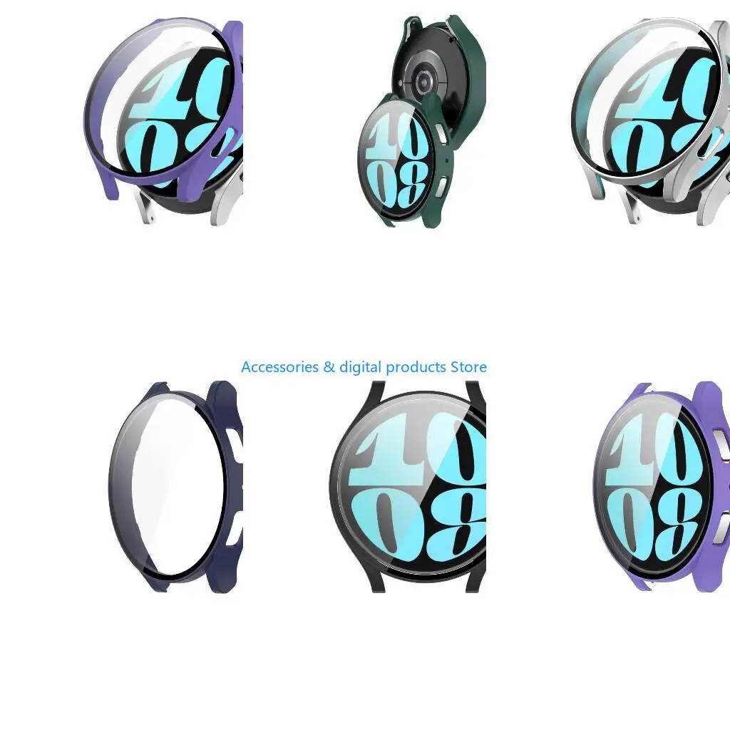 77JD Smartwatch Housing Tempered Glass Film Hard Cover Suitable for GalaxyWatch 6 Screen Bumper Shell Protector Shockproof