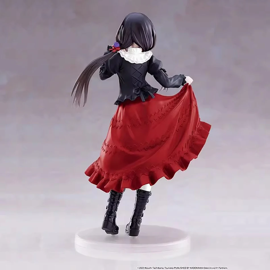 18cm data um ao vivo tokisaki kurumi anime figura bonito menina modelo pvc vestido vermelho vestir-se em pé carro interior ornamento modelo brinquedos