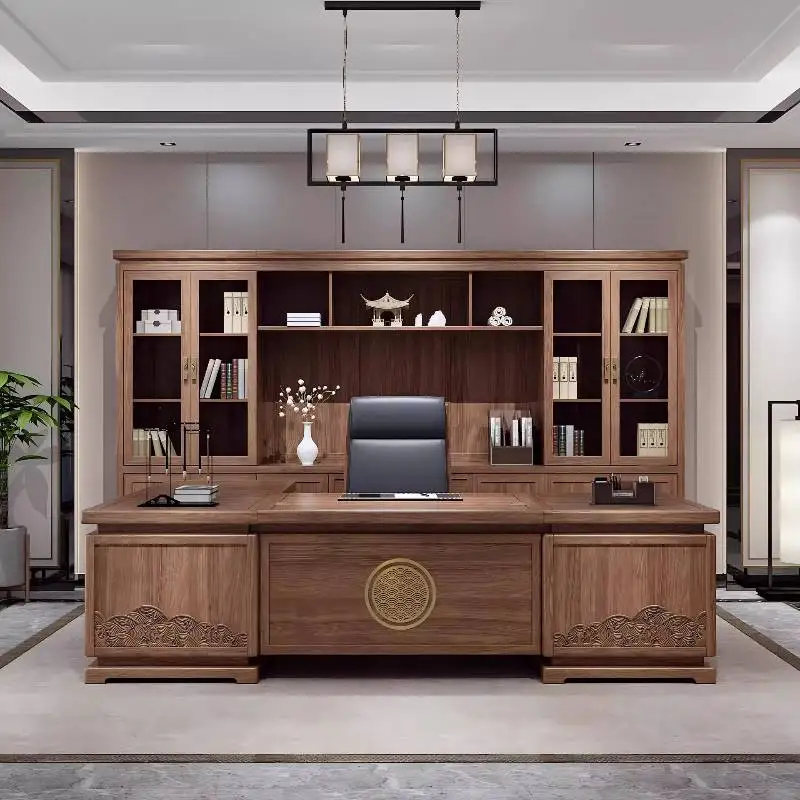 Bruin opbergruimte Executive bureau Moderne luxe grote lades Computerbureau Staande verstelbare Scrivania werkstationtafel