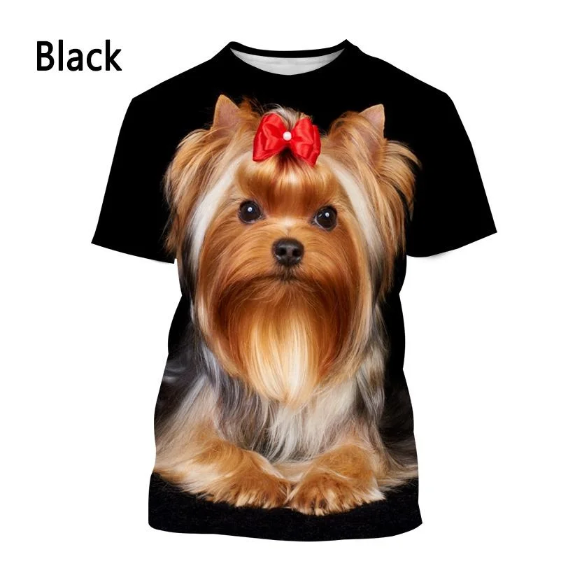 Yorkshire Terrier Dog 3D T-shirt Men\'s and Women\'s Fashion T-shirt Summer Casual Short Sleeved Crewneck Pet Dog Shirt Top