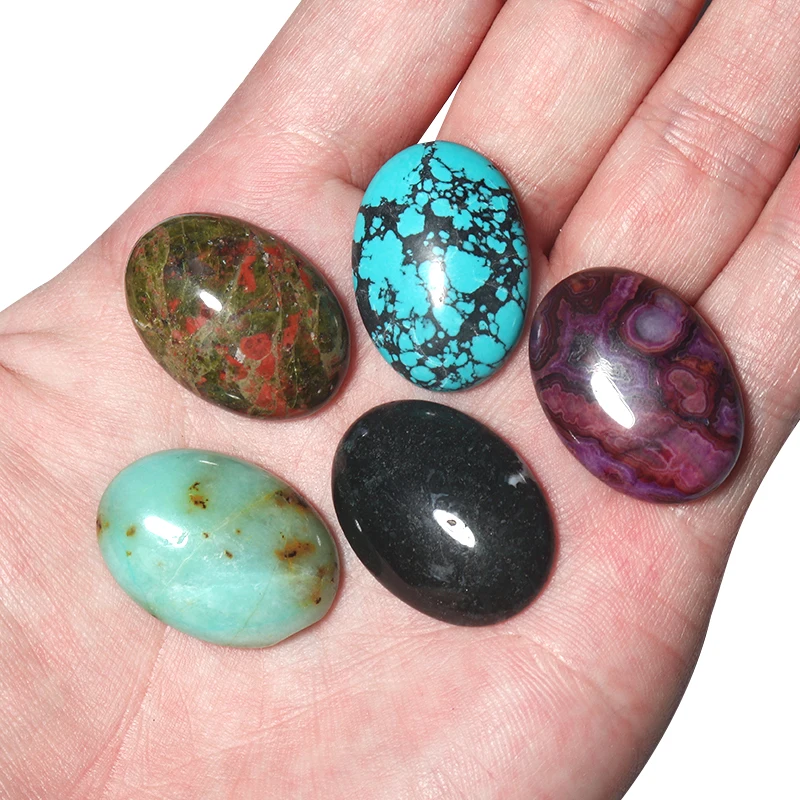 2pcs/lot Natural Stone Cabochon Agate Turquoises Cabochons Beads Created Oval Beads For Handmade Diy Jewelry Making Ring Gifts
