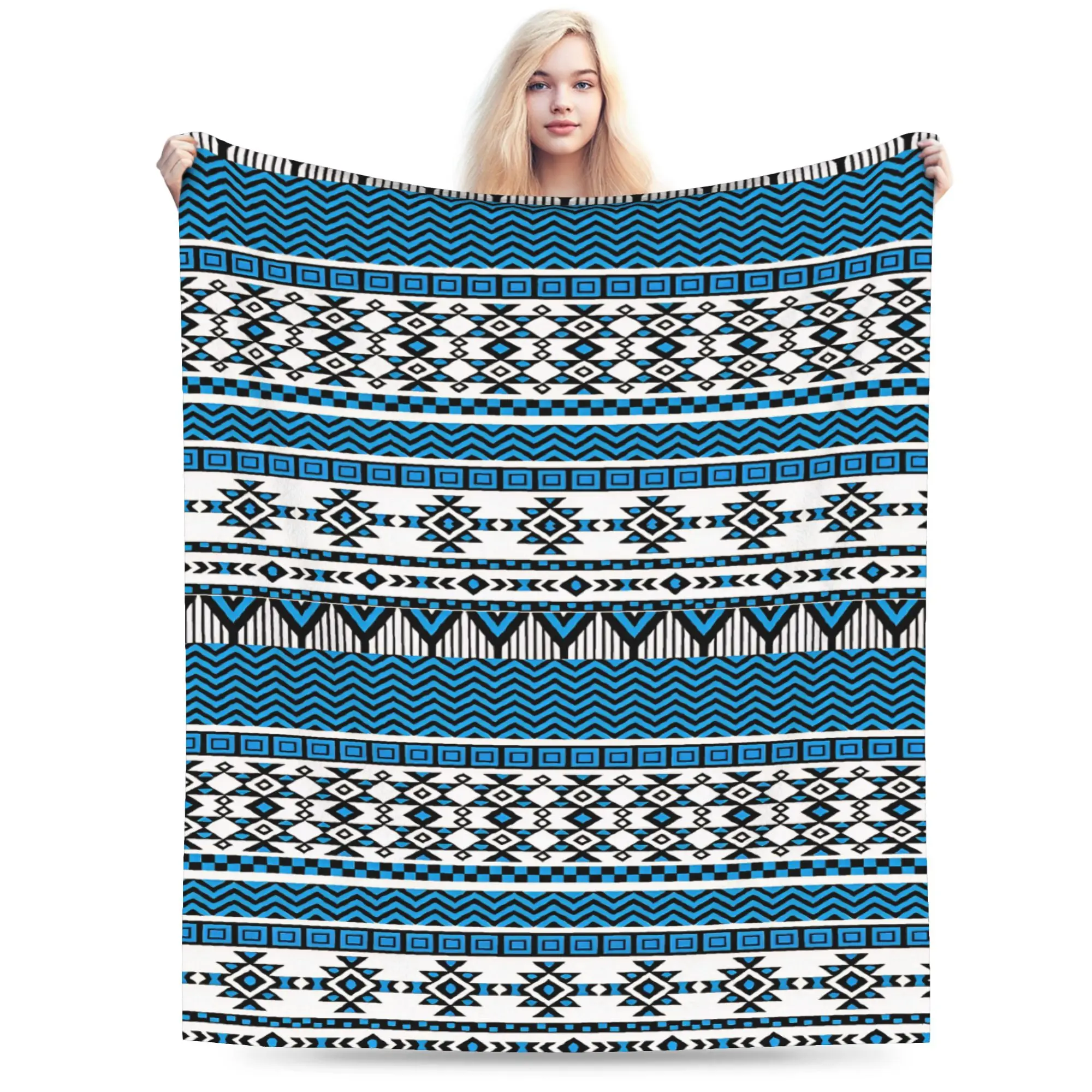 Colorful Tribal Pattern Bedding Throws Cozy Funny Blanket  For Living Room Travel Car Flannel Bedspread Bed Cover