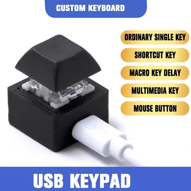 Klawiatura mechaniczna z programowalnymi makrami USB, klawiszami hotkey i przyciskami, mini klawiatura z jednym przyciskiem do myszy.