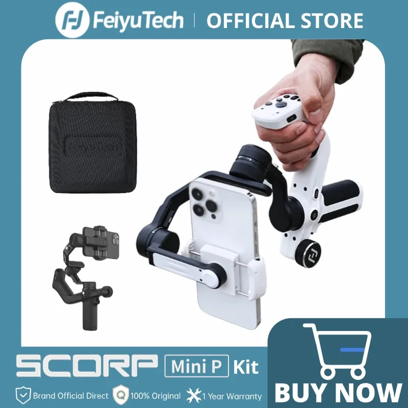 

FeiyuTech Scorp Mini-P Kit 3 Axis Smartphone Gimbal, AI Tracker, Fill Light, for iPhone 16 Pro Max and Android Stabilizer