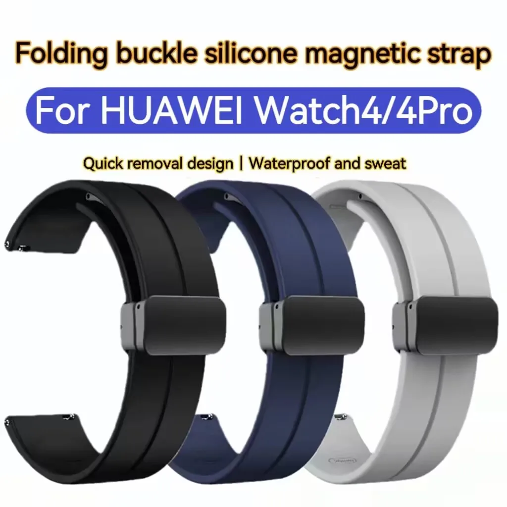 For HUAWEI Watch4 4Pro Strap Magnetic suction port Waterproof sports Breathable anti-sweat silicone solid color strap