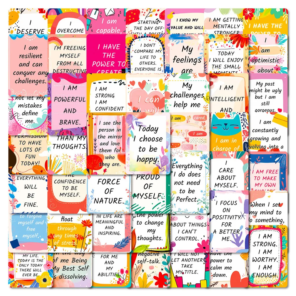 50Pcs Workplace Motivational Text Doodle Stickers, Positive Affirmation Decals for Emotional Healing & DIY Giajar Sticker Store