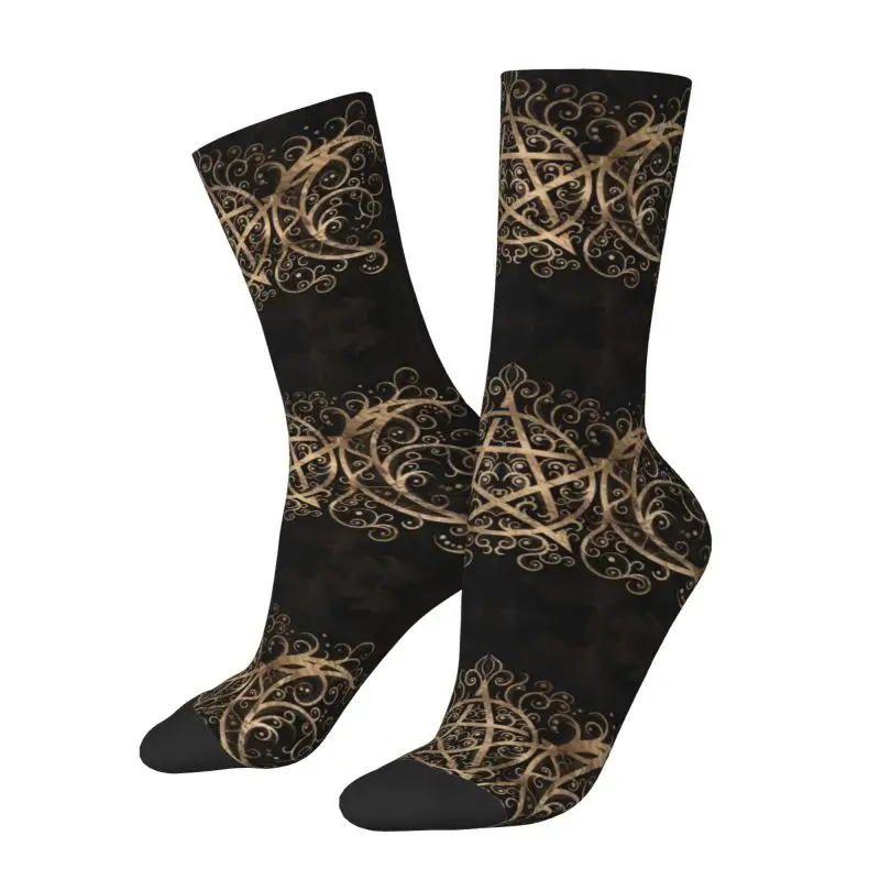 Triple Moon Goddess Pentagram Dress Socks Mens Womens Warm Fashion Novelty Goth Wiccan Witch Witchcraft Crew Socks