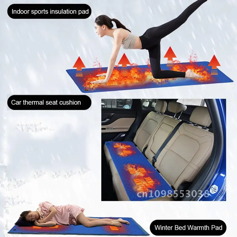 

7 Areas Heated Mat Plush Electric Blanket USB Outdoor Camping Mattress Heated Mat Thermal Pad Heating Sleeping Pad Heating Pad