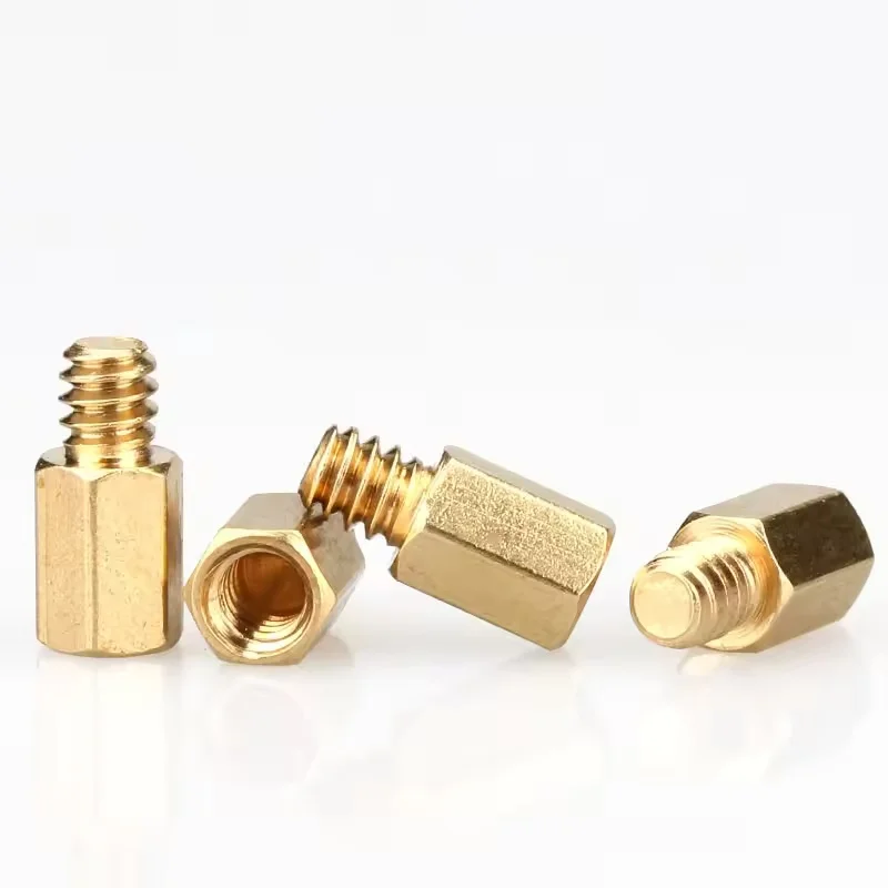 #6-32 Hex Brass Standoff Single-Headed Brass Stud for Computer Case Motherboard Screw Nut Spacer Support Pillar