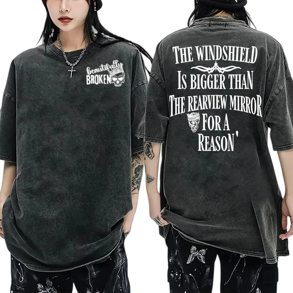 

Jelly Roll Beautifully Broken Tour Vintage acid wash T-Shirt Unisex Harajuku Singer Graphic Print Street wear Y2K Oversized Top