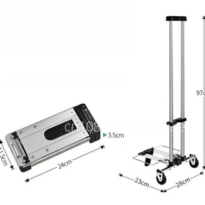 Foldable portable trolley Mini grocery shopping cart Home overtime travel business trip luggage trolley cart