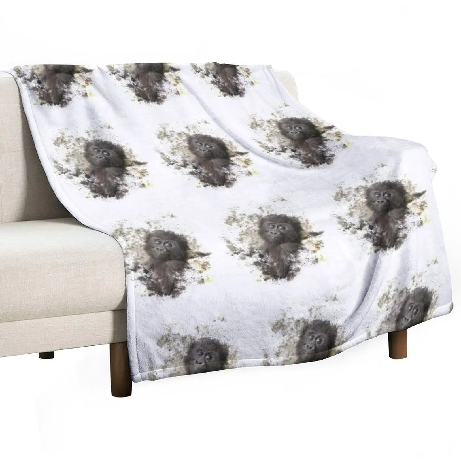 

Cute Gorilla Baby Throw Blanket Fluffy Shaggy Picnic Blankets