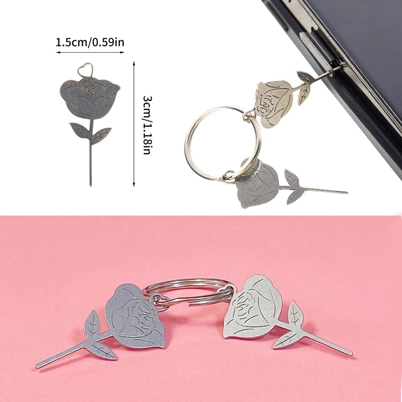 2Pcs/Set Rose Shape Stainless Steel Needle for Smartphone Sim Card Tray Removal Eject Pin Key Tool Universal Thimble