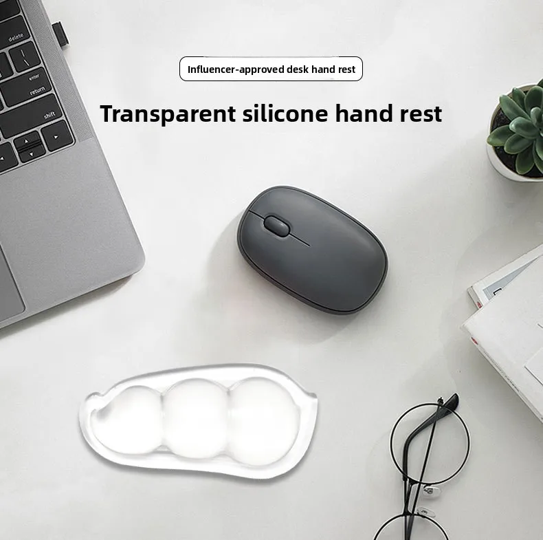 Silikon-Handgelenkauflage in Bohnenform, Transparente Kühlgel-Unterstützung für Büro und Gaming, Ergonomisches Weiches Kissen – Detail 1