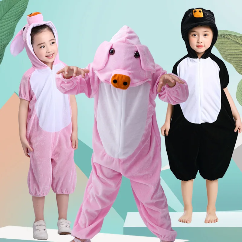 Little Pink Pig ropa de actuación de animales para niños, ropa de manga larga para jardín de infantes, manga corta