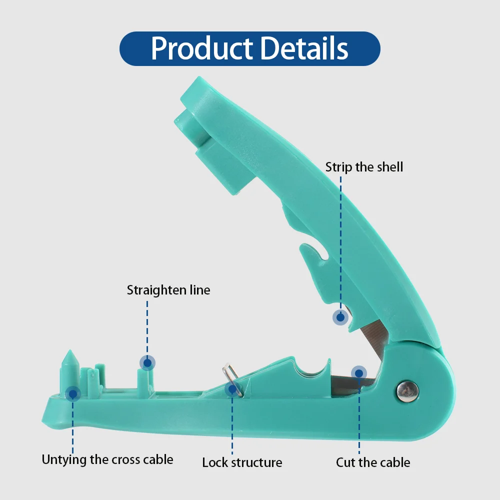 4-in-1 RJ45 Network Cable Tool, Multifunctional Stripper Cutter Wire Untwist & Straightener for Cat5e Cat6 UTP STP Cables