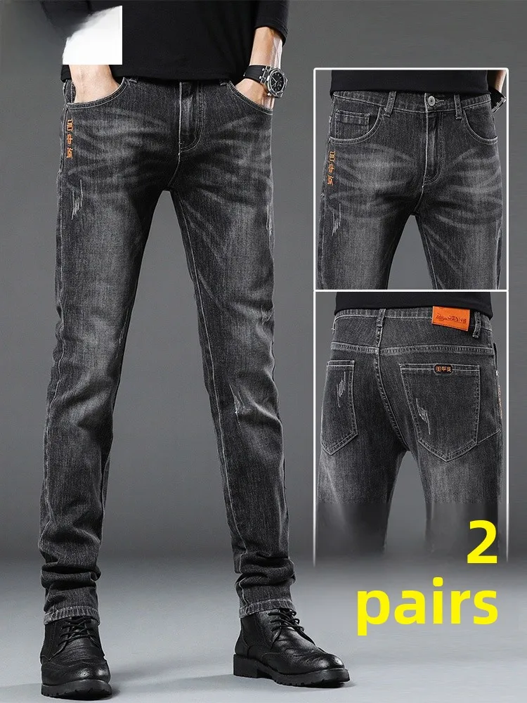 

Мужские джинсы KEIDENLION Slim Fit, эластичные, прямого кроя, повседневные, молодежные, трендовые, новинка 2026 года, со средней посадкой, из хлопка, премиум-класса