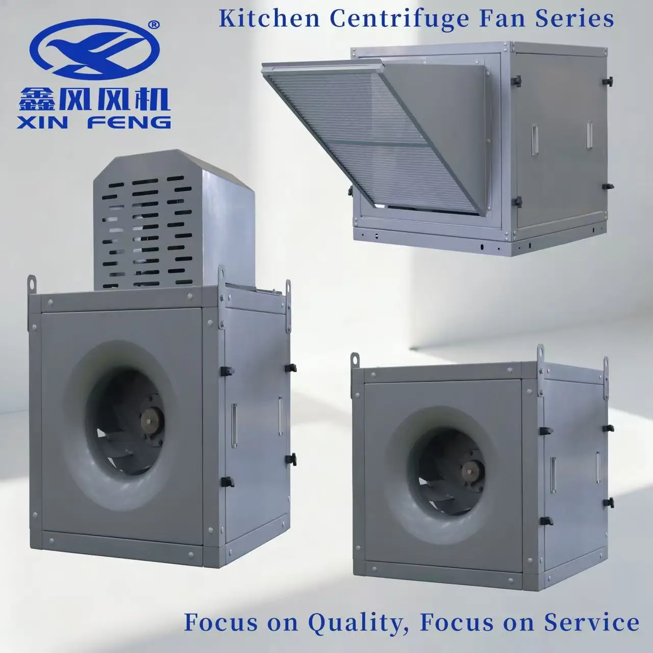 Kitchen Smoke Extractor Ventilation Fans Cast Iron Stainless Steel Construction 220V Voltage Free Standing Mounting