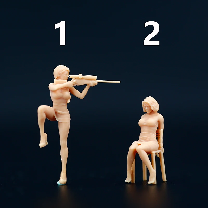 1:64 Figure Gil Sniper Woman Kidnapped Female Miniature Model Sand Table Villain Scene Need To Be Colored By Yourself Number 068