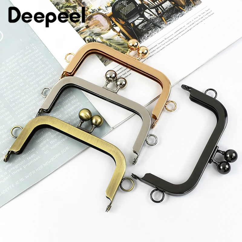 

Deepeel 10.5cm Metal Smooth Bag Handle Square Purse Frame Kiss Clasp Women's Handbag Wallet Craft Bags Accessories,1/2/5Pcs