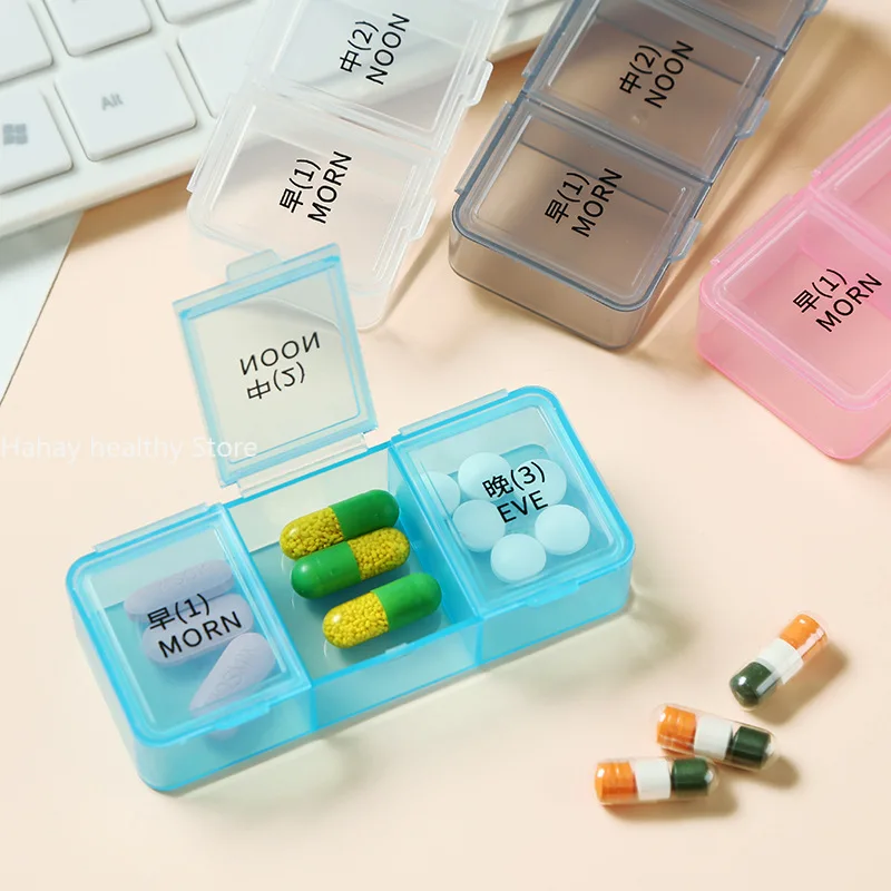 Health Storage Pill Box Holder Splitters With Printed Braille 1 Day 3 Grids Rainbow Pill Medicine Box Tablet Medicine Organizer