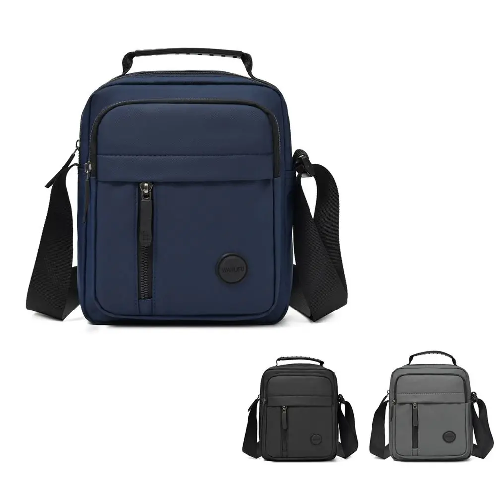 Multi-Compartment Men's Crossbody Bag Compact Design Solid Color Business Shoulder Bag Adjustable Strap Travel Bag Daily Use