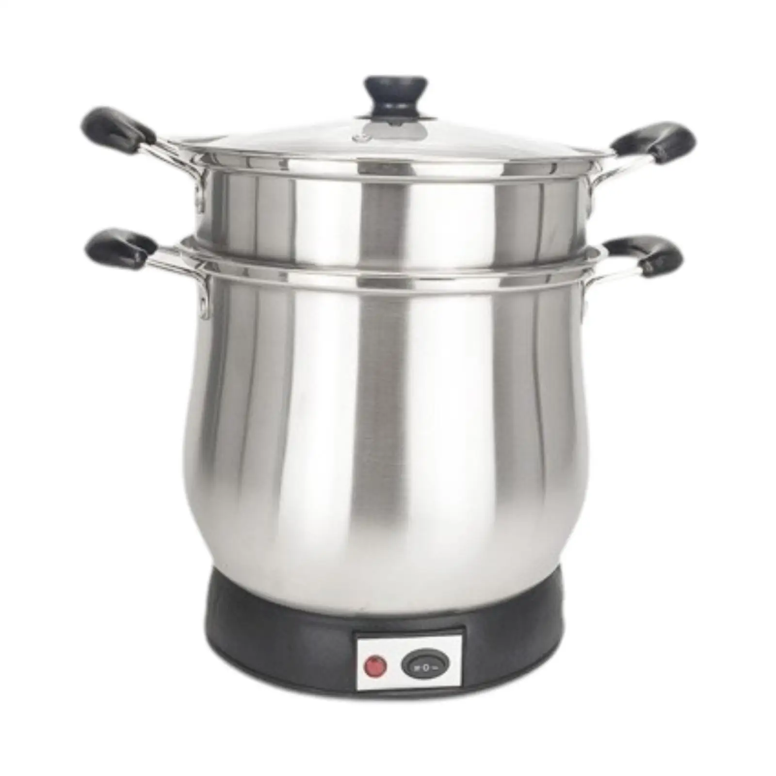 Stainless Steel Stockpot Double Handles Large Soup Pot Kitchen Pot Electric Pot for Sticky Rice Vegetables Meals Stews (EU Plug)