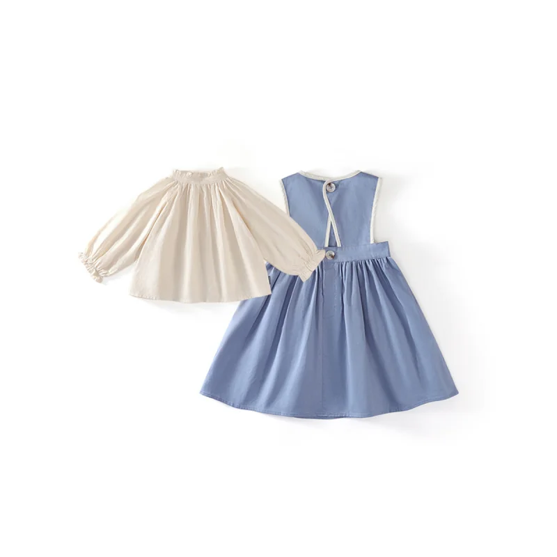 

MDDChildren's Dress2025Spring and Autumn French Retro Style Heavy Embroidery Girl's Shirt Two-Piece Princess Dress