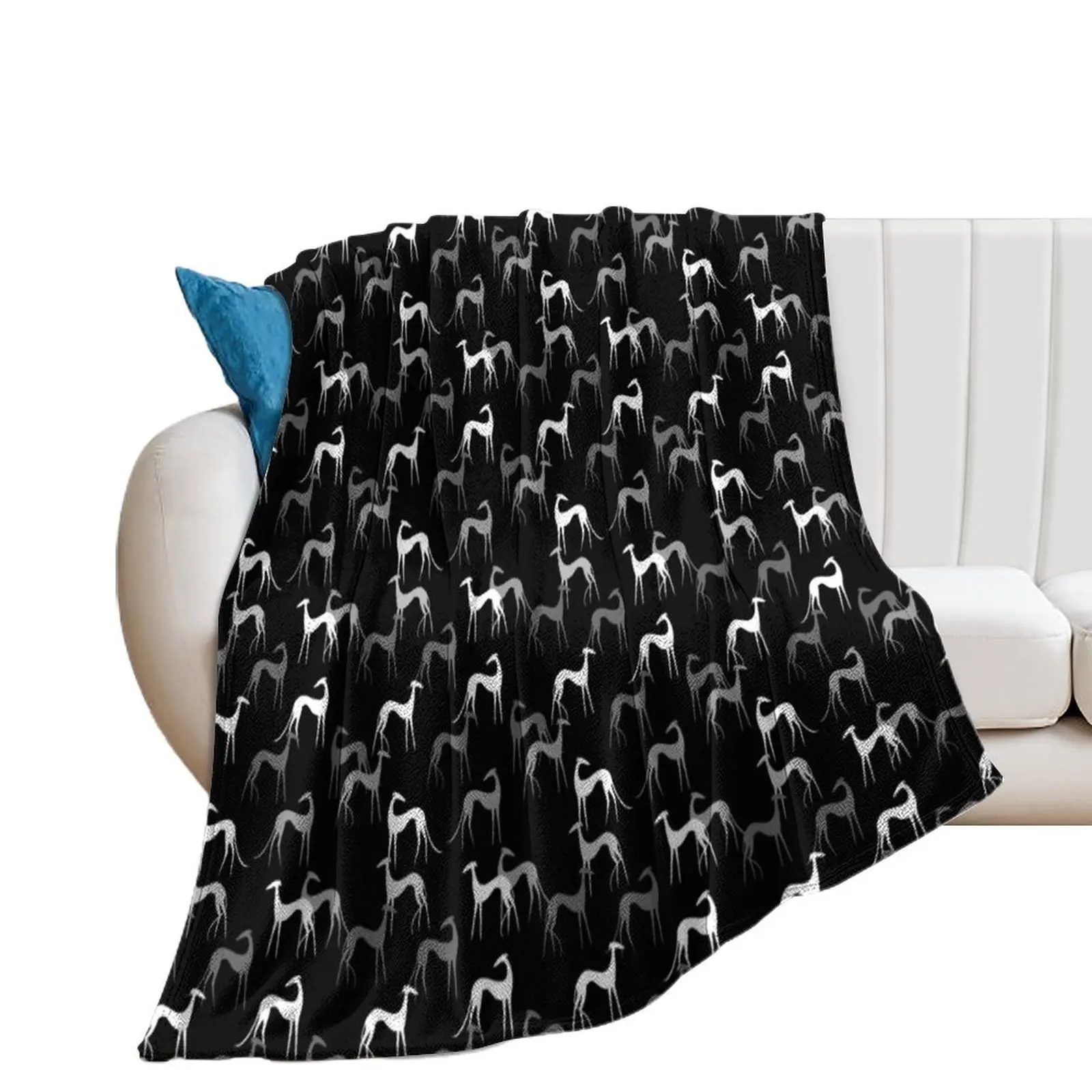 Sighthounds in black Throw Blanket Personalized Gift Hairy Weighted Beautifuls Blankets