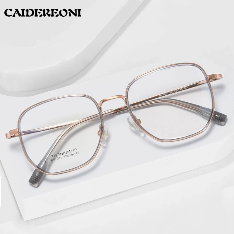 

CAIDERONI Classic Women Square Polygon TR+Titanium Anti-blue Light Reading Glasses Men Customized Prescription Myopia BW7011B