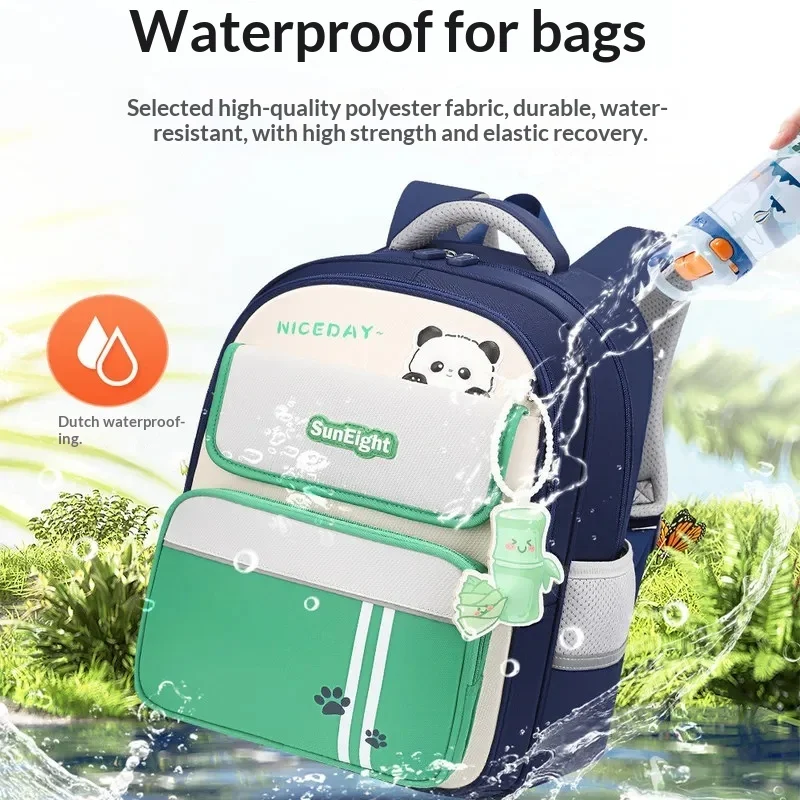 Sun Eight School Backpack Water Resistant Large Capacity Pressure Relief Healthy Spine Multi Layer Safe Reflective Rucksack