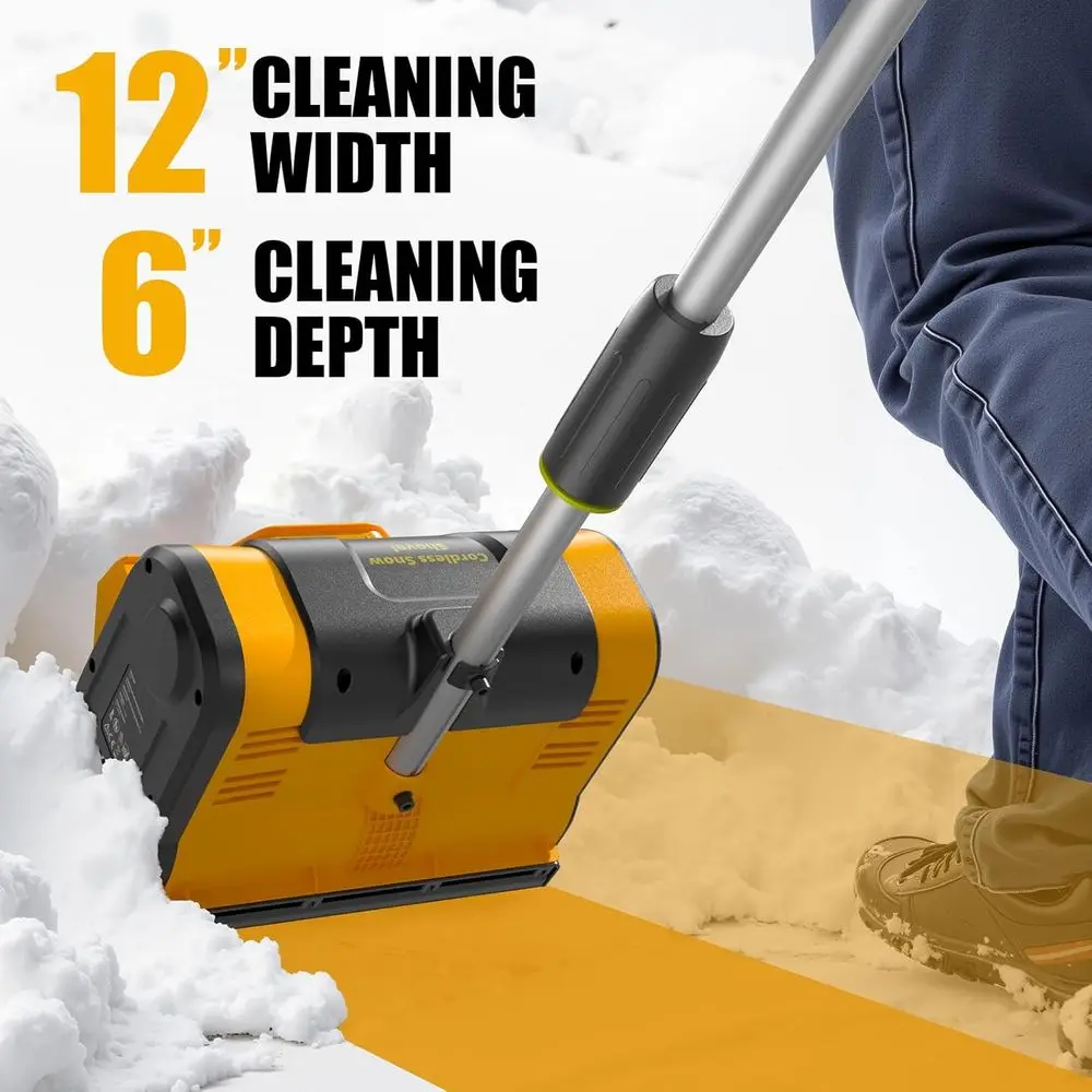 منفاخ ثلج كهربائي 12 لاسلكيًا مع رمي 20 قدم، مقبض قابل للتعديل، مفتاح أمان للممر، سطح السفينة، الفناء، الخطوات #2