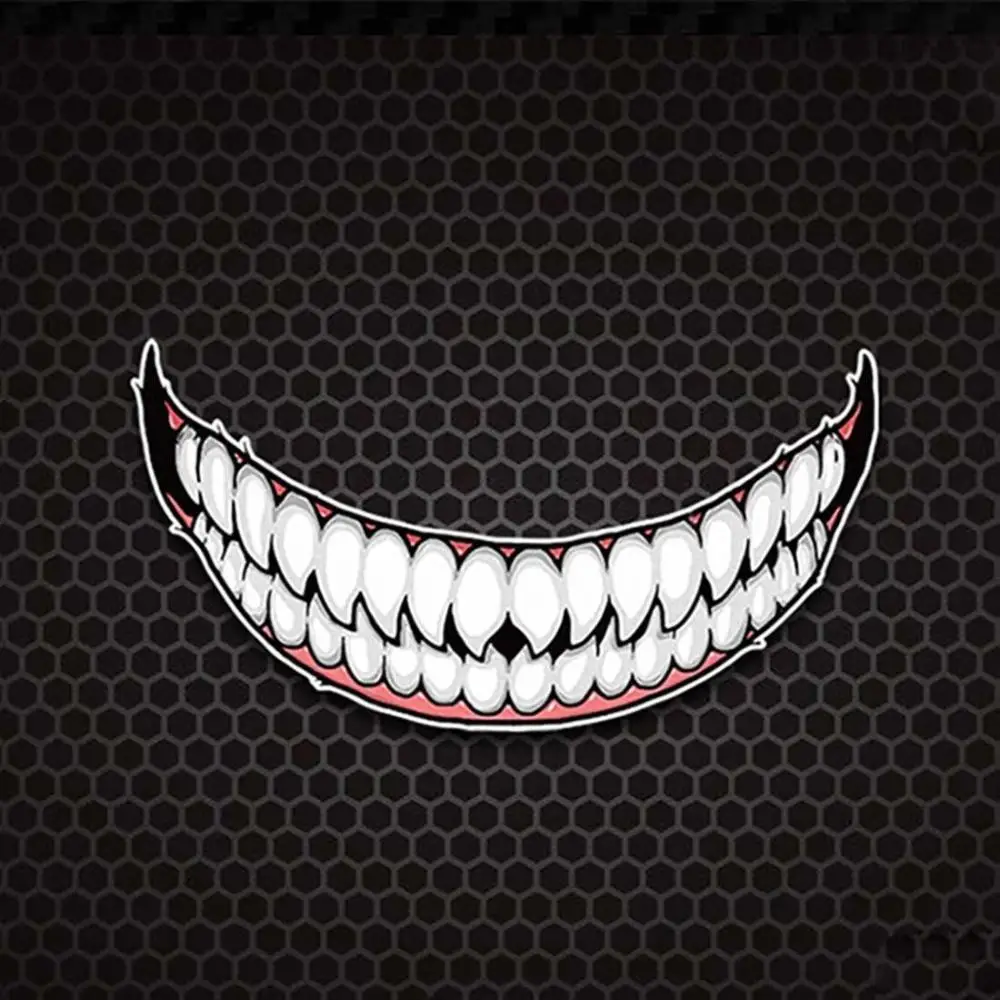 Evil Tooth Motorcycle Helmet Sticker Dark Personality Tooth Decoration Sticker Waterproof Car Sticker Marks Headlight Decal