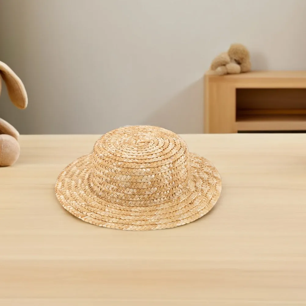 

2Pcs DIY Mini Straw Hats Unpainted Woven Hat Kits Rustic Craft Supplies for Kids Family Bonding Activities Tabletop Decorations