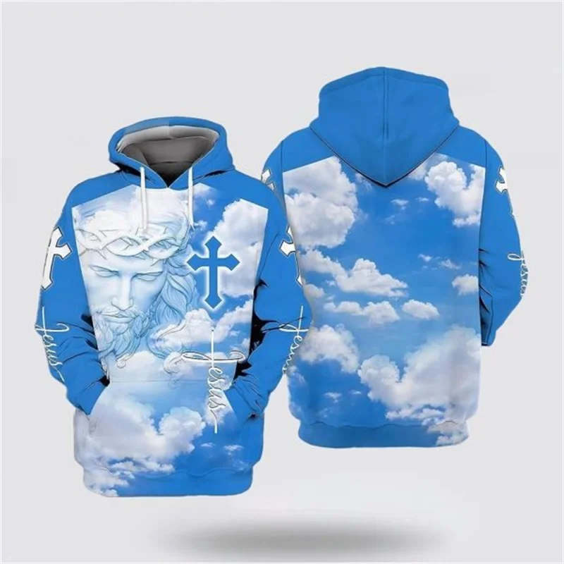 3D Christian Jesus Printing Hoodies Jesus Bless Us Faith Above Fear Hooded Sweatshirts Kid Fashion Streetwear Pullovers Clothing