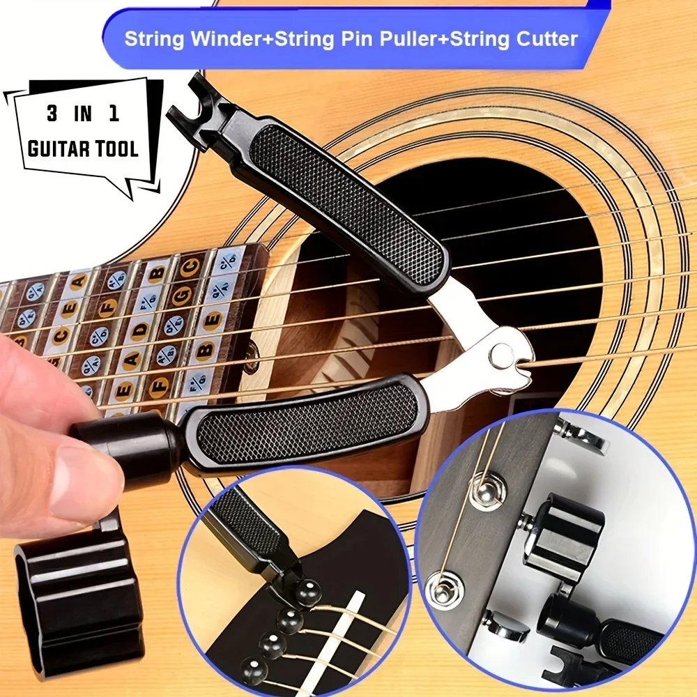 Pin Puller 3 in 1 Multifunction Guitar String Changer Winder Pin Puller Cutter Music Instrument Tool Accessories Guitar Parts