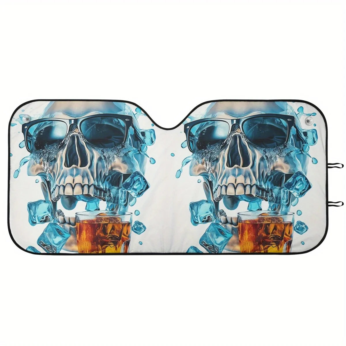 

Солнцезащитный козырек на лобовое стекло автомобиля с 2D-принтом в виде скелета — легкий козырек с защитой от ультрафиолета, эффект ледяного охлаждения, присоска