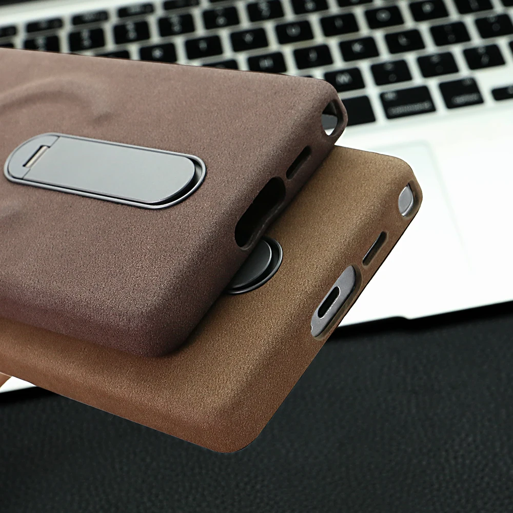 Wear-Resistant Suede Faux Leather Phone Case with 360° Rotatable Stand for Galaxy S25 Ultra/S24 U - Wireless Charging Compatible - view 6